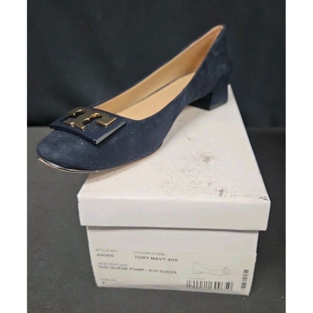 TORY BURCH NIB Women Size 7 M Navy Gigi Suede Pumps